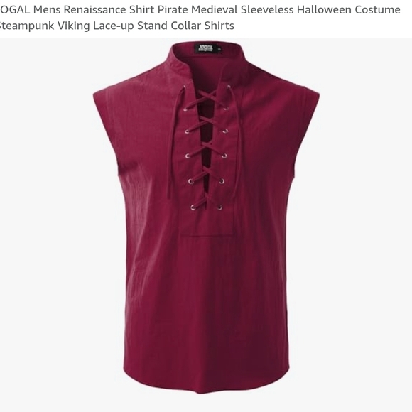 Amazon Red Smocked Off-Shoulder Maxi Gown & Mens Pirate Top - Picture 2 of 2